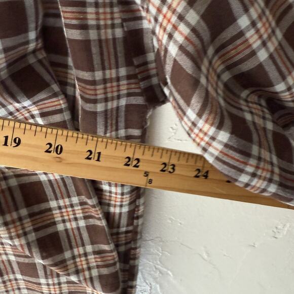 Vintage Levis Shirt Womens Large Brown Plaid Button Up Short Sleeve Western 70s - Picture 6 of 8